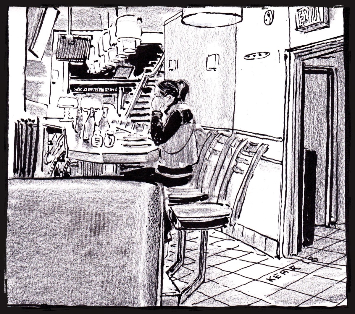 Burger Heaven on 53rd • Pentel Brush pen and Graphite